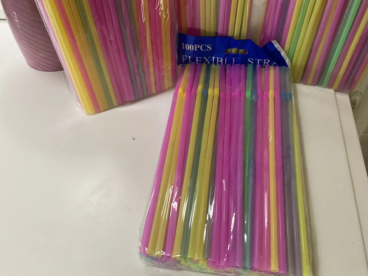 Billede 3 - 4 x 100 stk. = 400 stk. Plastik Sugerør med knæk