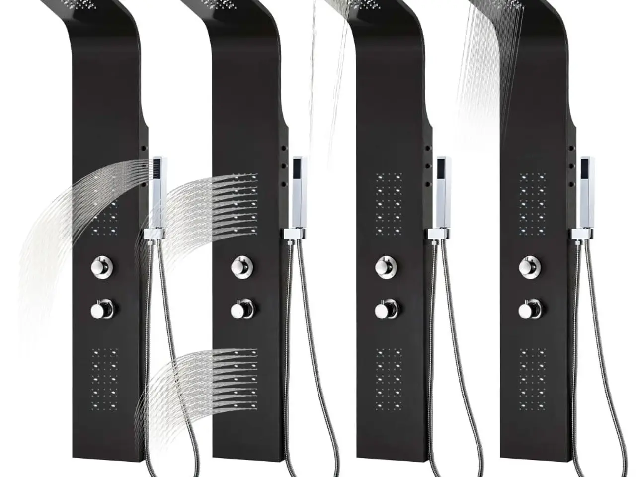 Billede 10 - Brusepanel i aluminium med LED - 20 × 44 × 130 cm, sort