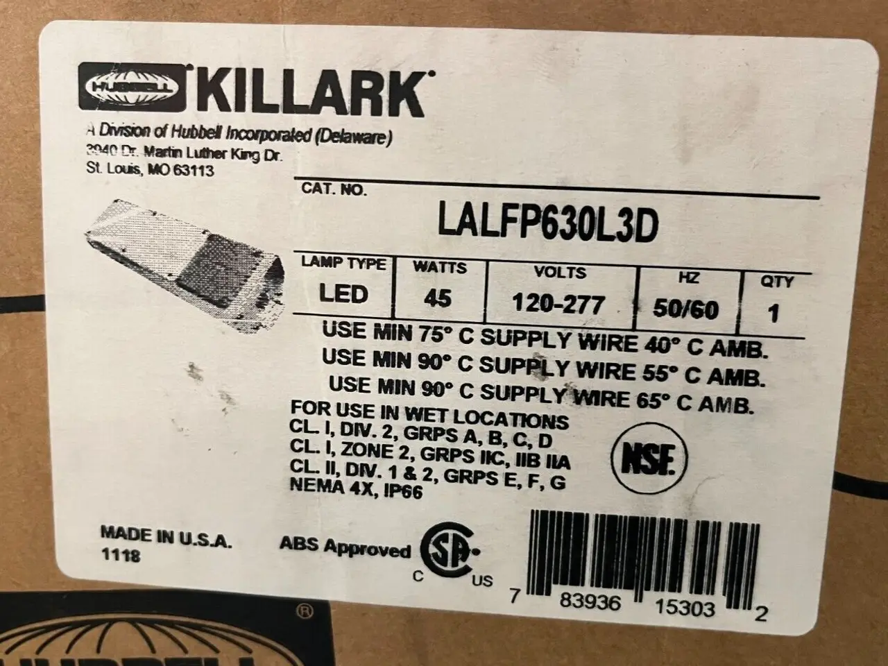 Billede 1 - Killark LALFP630L3D 45W LED Hazardous Location