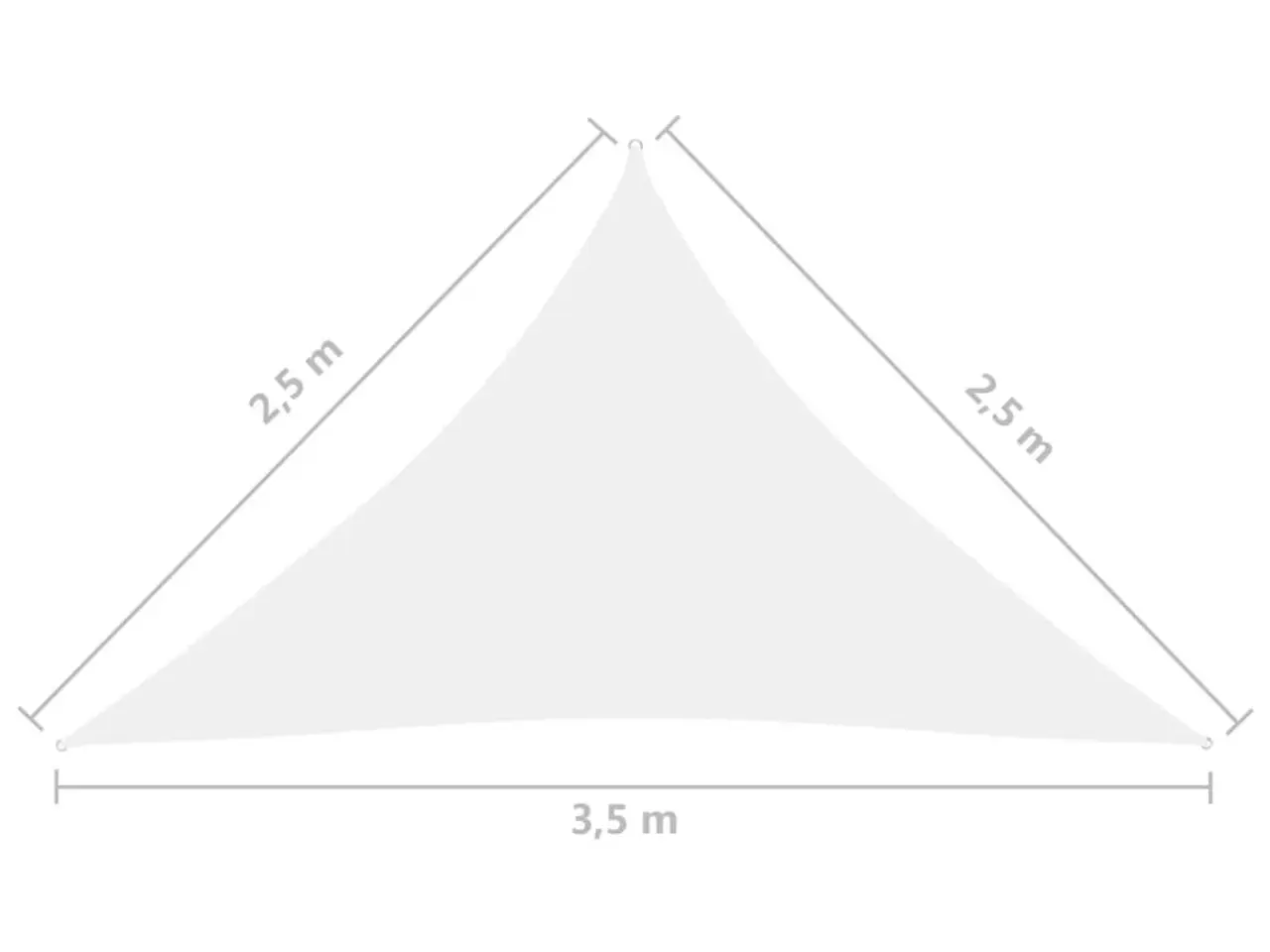 Billede 6 - Solsejl 2,5x2,5x3,5 m trekantet oxfordstof hvid