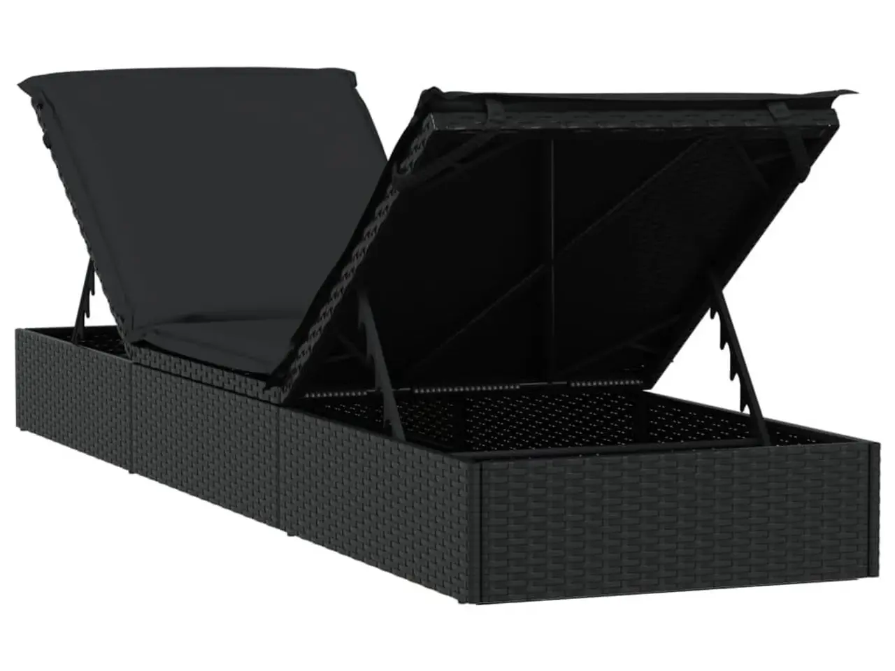 Billede 8 - Liggestol med hynde 201 x 55 x 62 cm i polyrattan sort