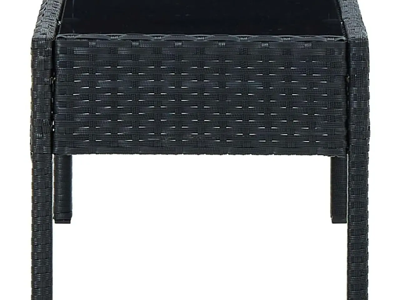 Billede 4 - Havebord i polyrattan 75 × 40 × 37 cm - sort, glasbordplade