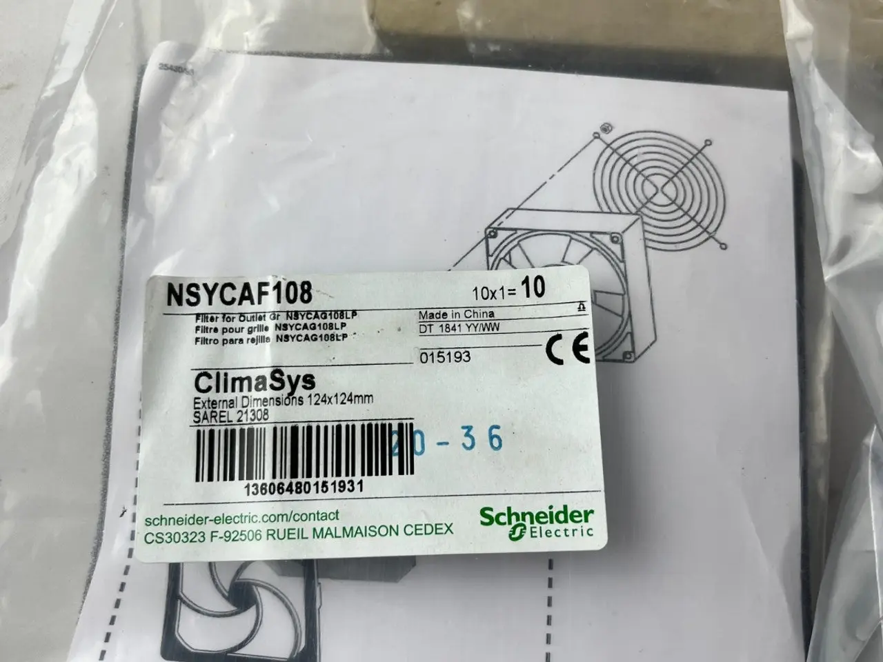 Billede 3 - Schneider Electric NSYCAF108 ClimaSys Filters for