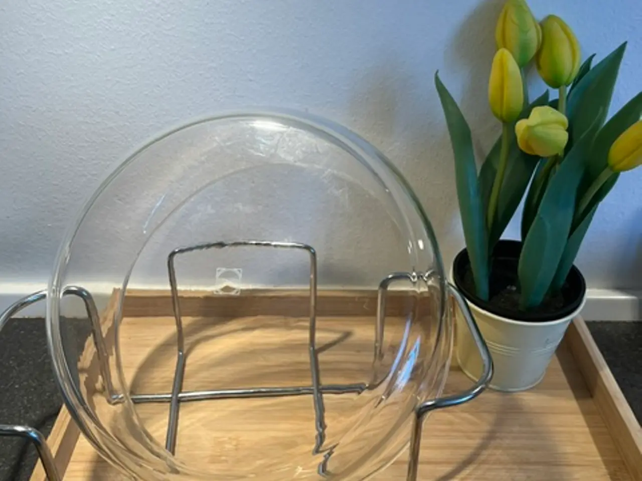 Billede 2 - Schott glasskål med metalstativ – Diameter 21 cm
