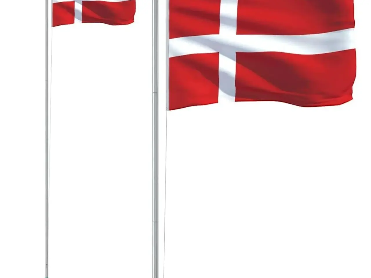 Billede 2 - Danmark flag og teleskopisk flagstang 6,08 m i aluminium
