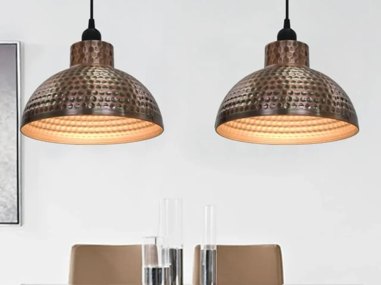 Billede 3 - Loftlamper halvkugle 2 stk. kobberfarvet