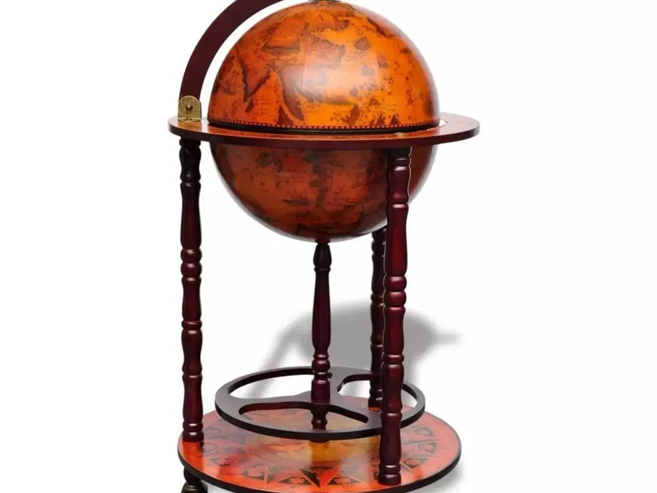 Billede 2 - Globusbarskab i massivt eukalyptustræ - vintage kort, Ø36 cm
