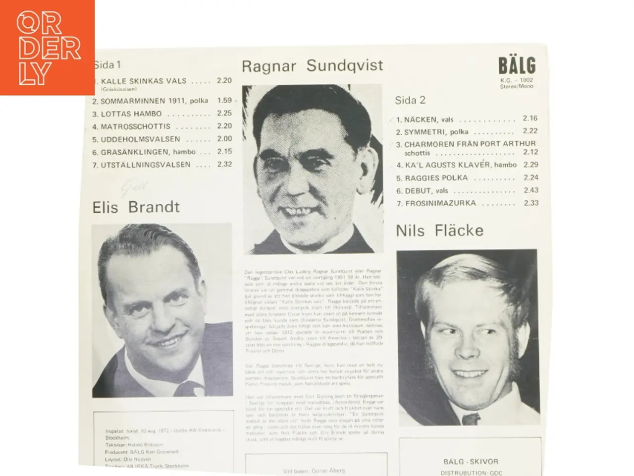 Billede 2 - Ragnar Sundquist Melodier LP fra Bälg
