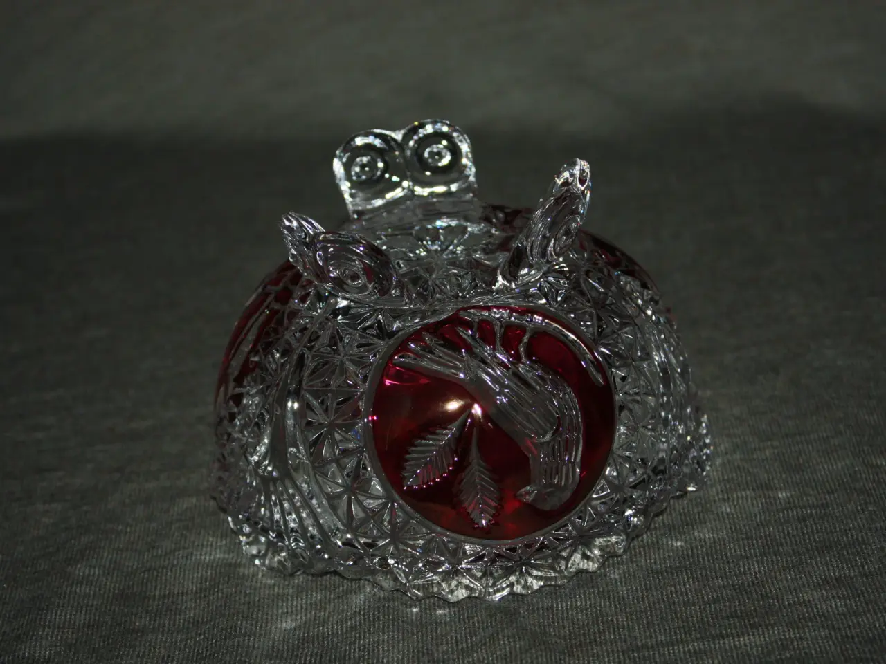 Billede 4 - Bøhmisk bonbon skål i krystal glas og med med fugl
