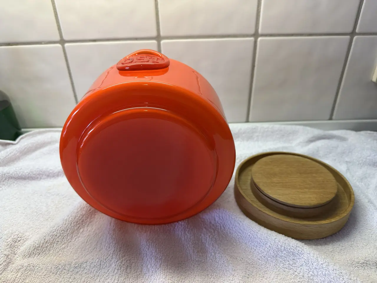 Billede 4 - Unik Holmegaard Orange Opbevaringskrukke