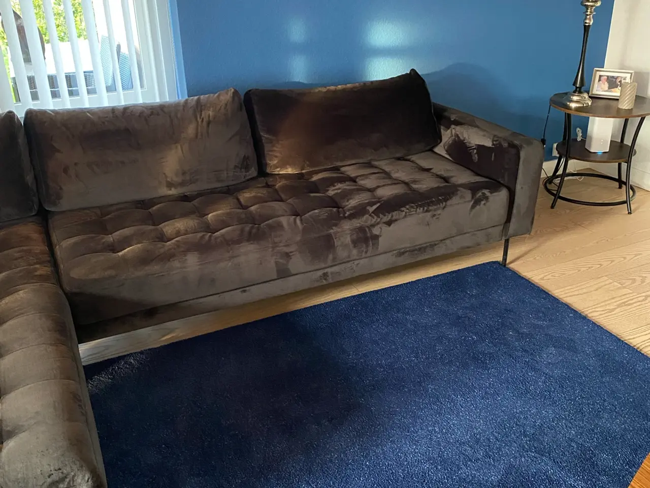 Billede 3 - Sort velour chaiselong sofa