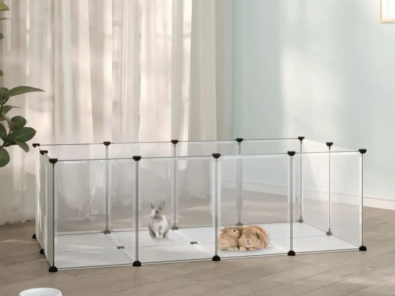 Billede 1 - Lille dyrebur/løbegård 144×74×46,5 cm - transparent PP og stål