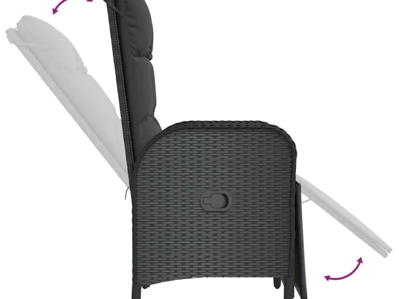 Billede 8 - Havestole med lænefunktion og hynder - 2 stk., polyrattan, sort