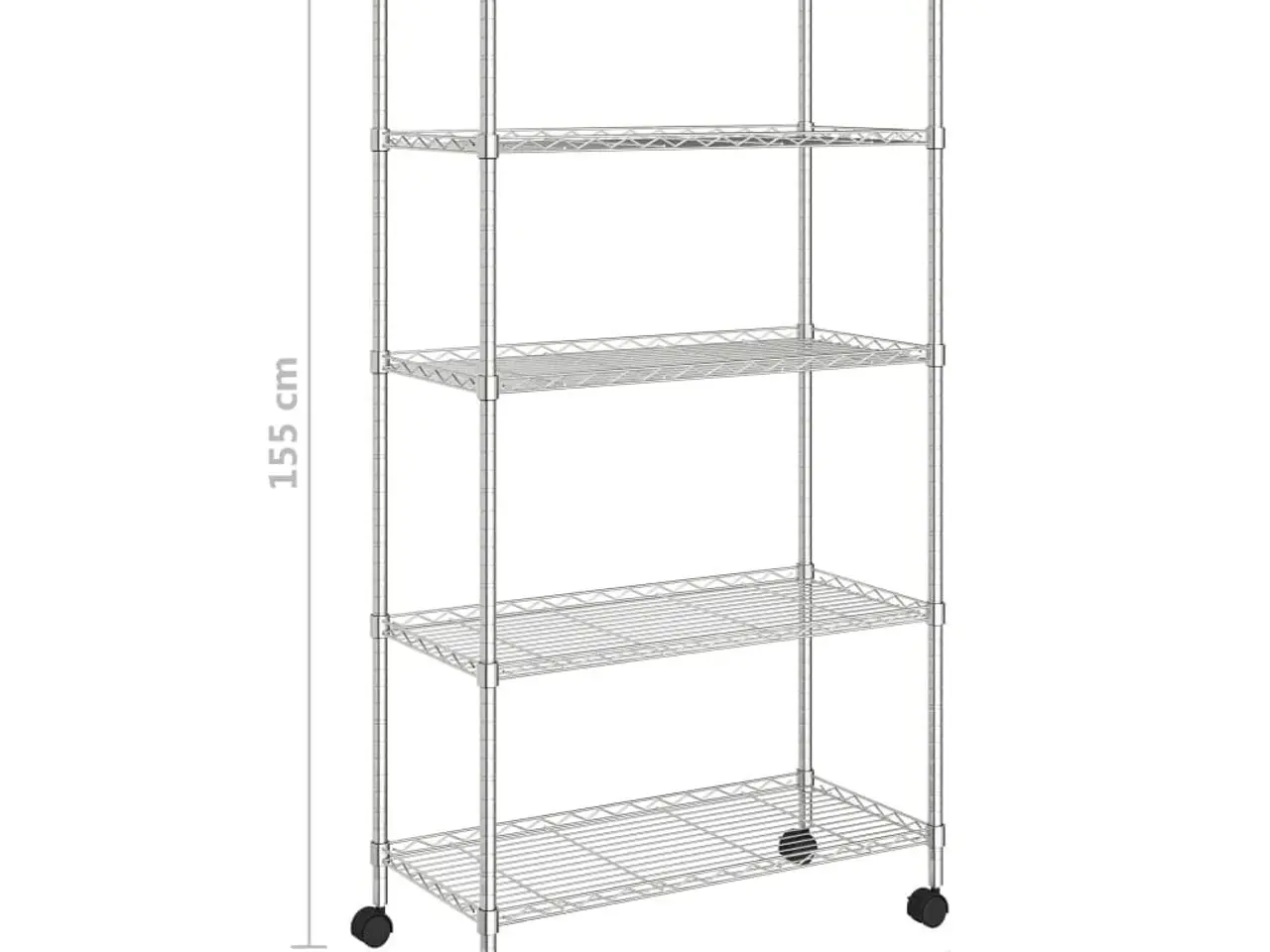 Billede 7 - Opbevaringsreol med 5 hylder og hjul - 75 x 35 x 155 cm, krom