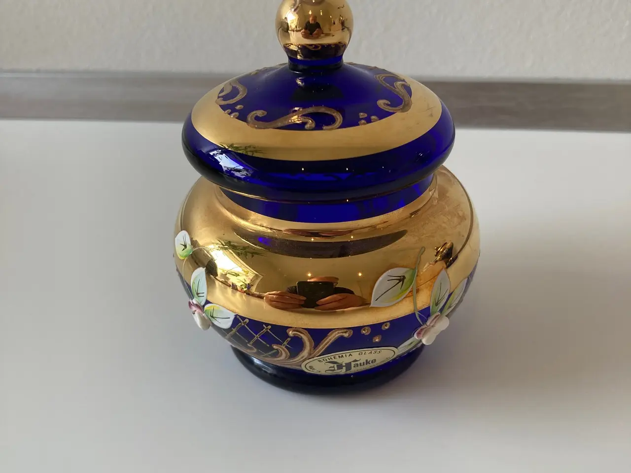 Billede 4 - Bohemian Crystal – Håndmalet Guld på Blå, Grøn & R