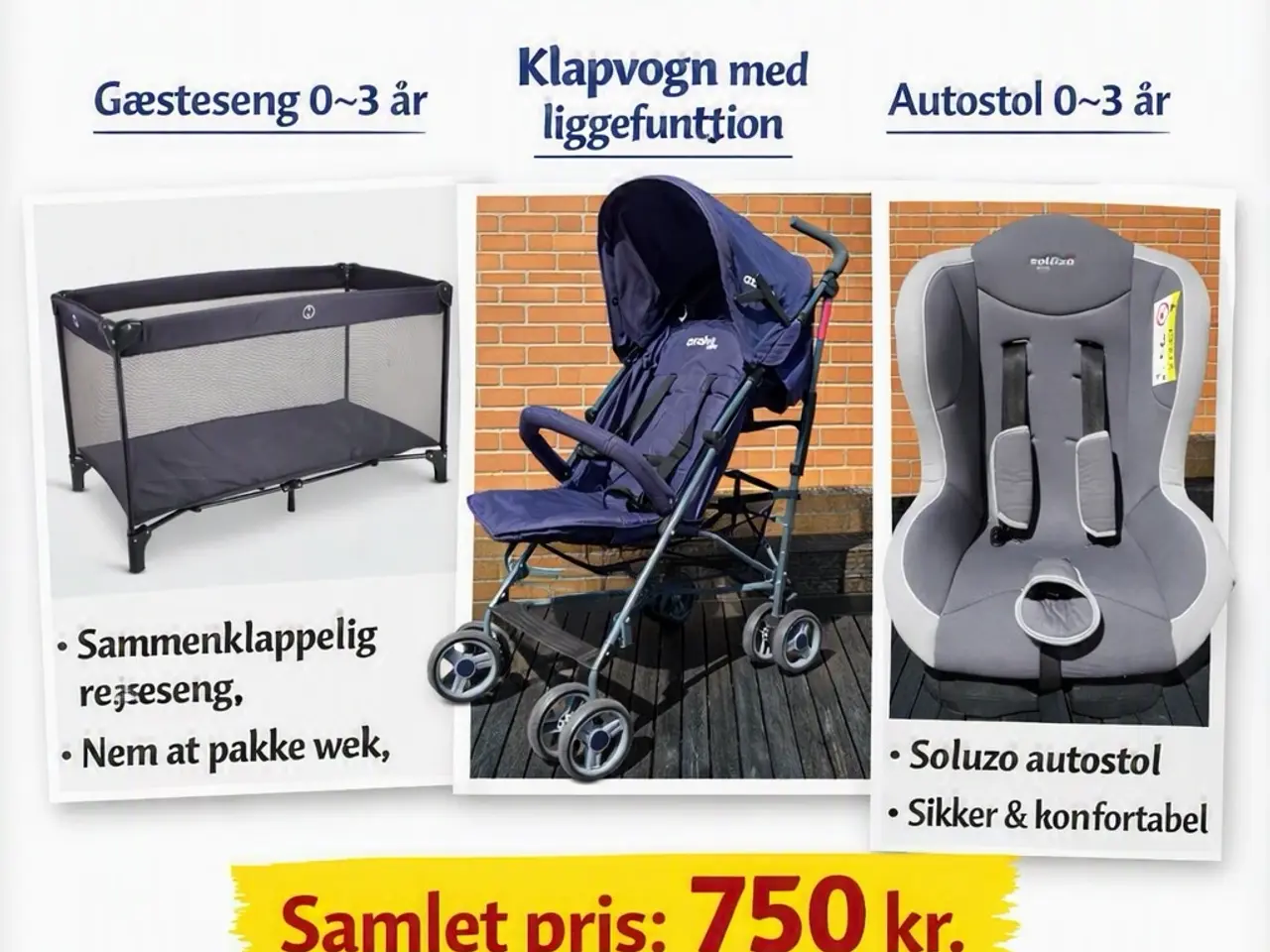 Billede 1 - Autostol- klapvogn-baby gæsteseng