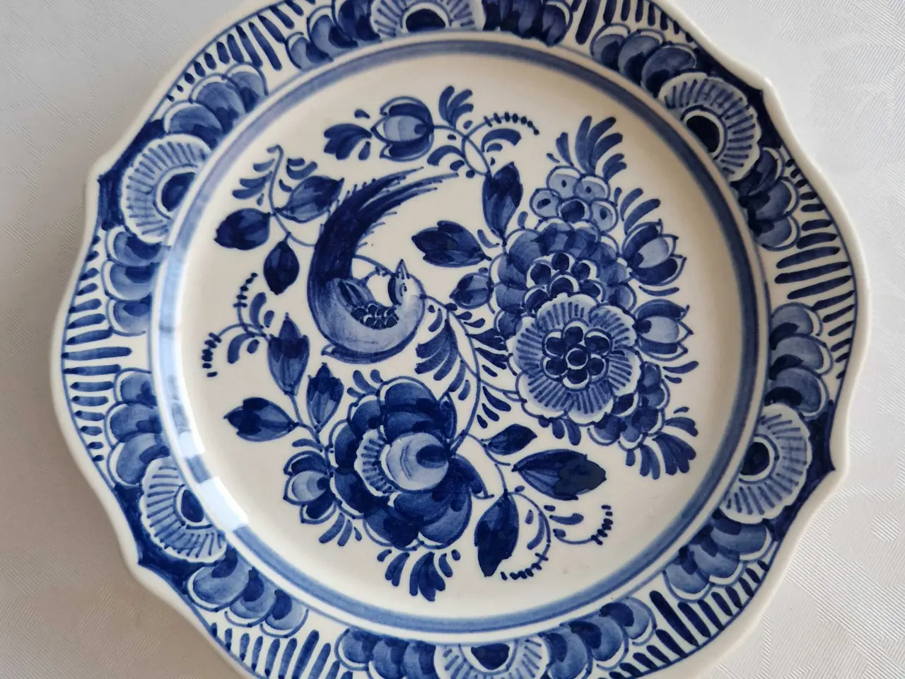Billede 1 - Smuk gammel Delft platte med paradis fugl