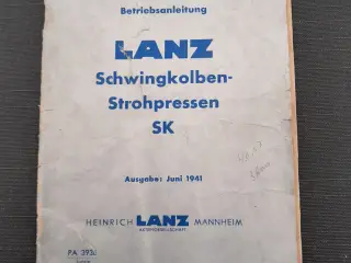 Lanz Betjeningsbeskrivelse for svingstempelpresse
