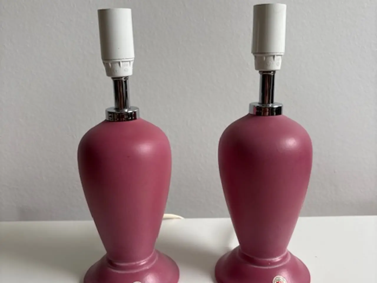 Billede 1 - Dansk Odreco porcelæns bordlampe sæt i rosa