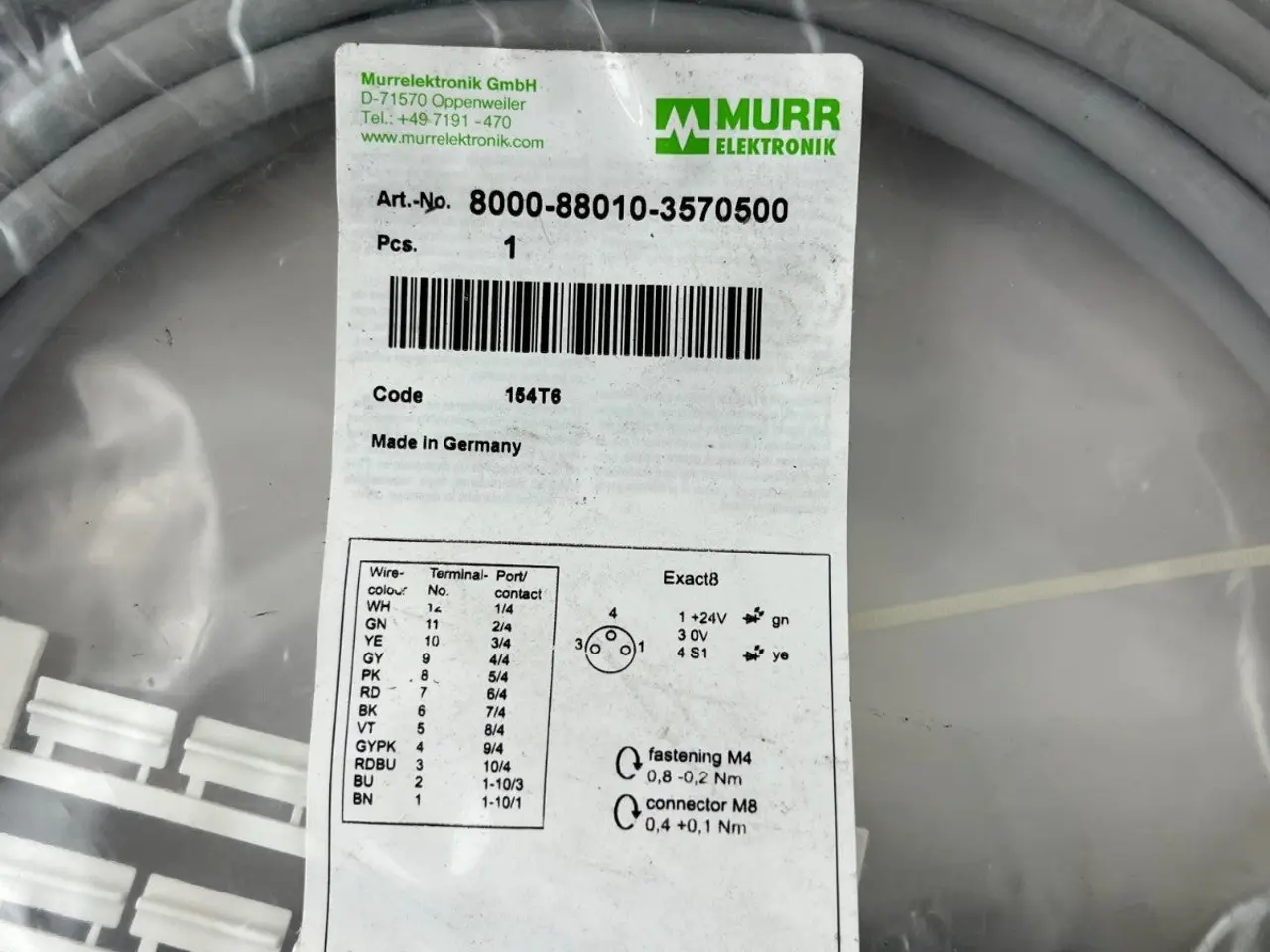 Billede 5 - Murr Elektronik 8000-88010-3570500 Exact8 M8 kabel