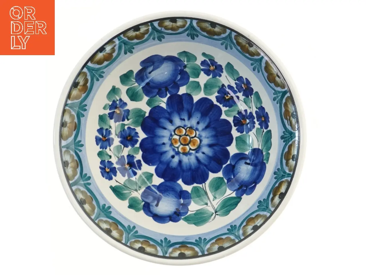 Billede 2 - Blomstret skål i fajance Ø27 cm (str. Ø 27 cm)