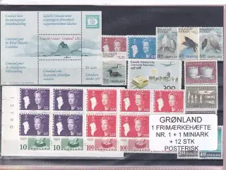 Grønland - Frimærkehæfte NR. 1 + 1 Miniark +12 Stk. - Postfrisk