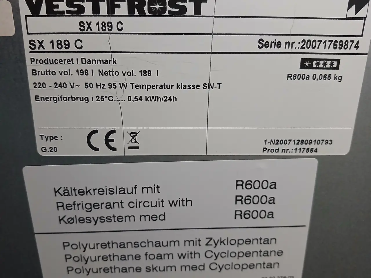 Billede 4 - Vestfrost kummefryse SX 189 C