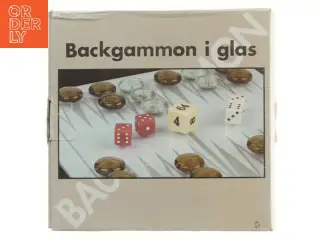 Backgammon spil i glas (str. 20x20 cm)