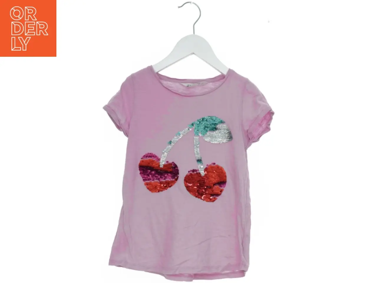Billede 1 - T-shirt med pailletkirsebær fra H&M (str. 140)