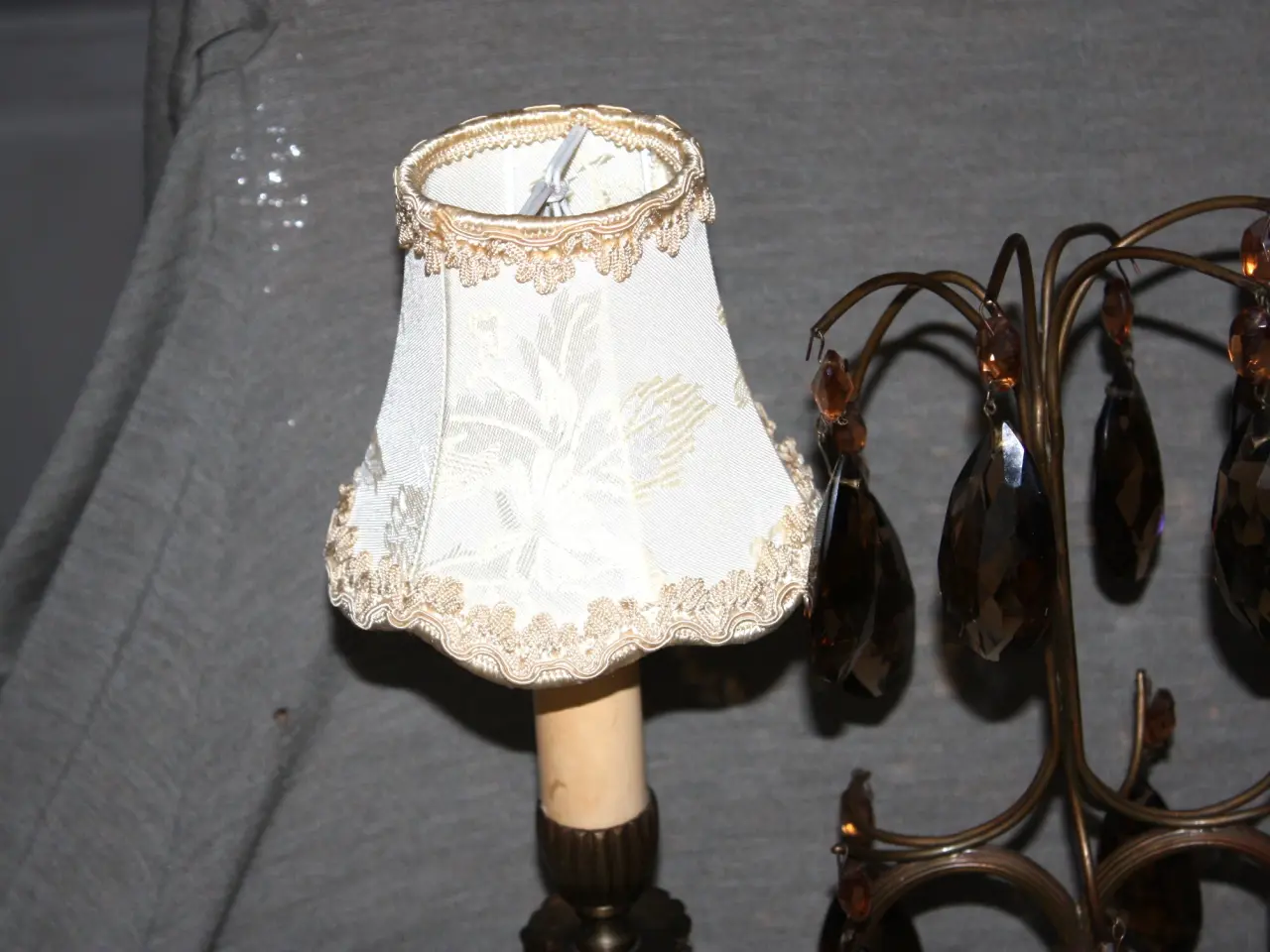Billede 2 - Bordlampe med prismer antik