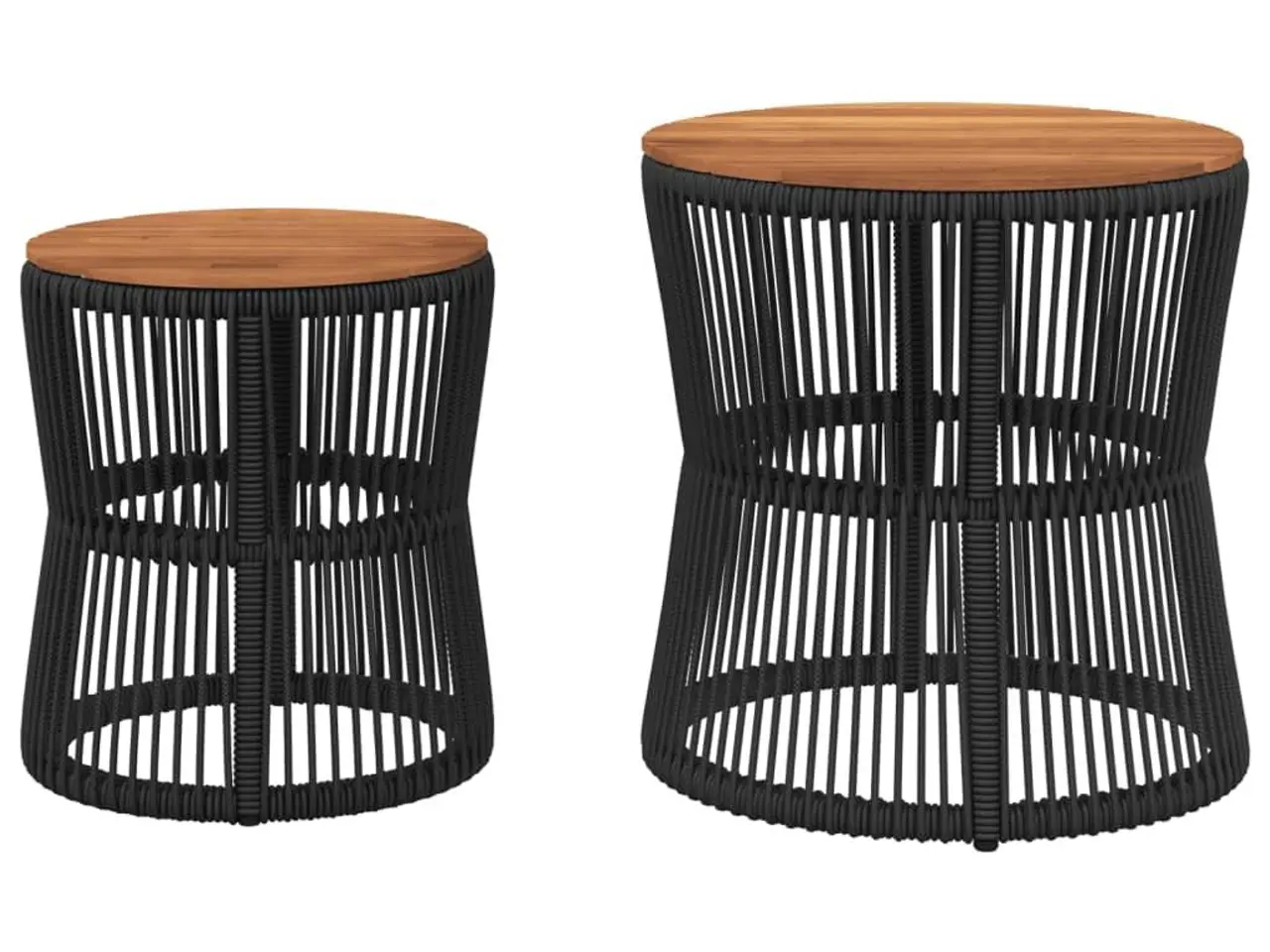 Billede 4 - Haveborde sæt á 2 med træplade - polyrattan, sort/brun