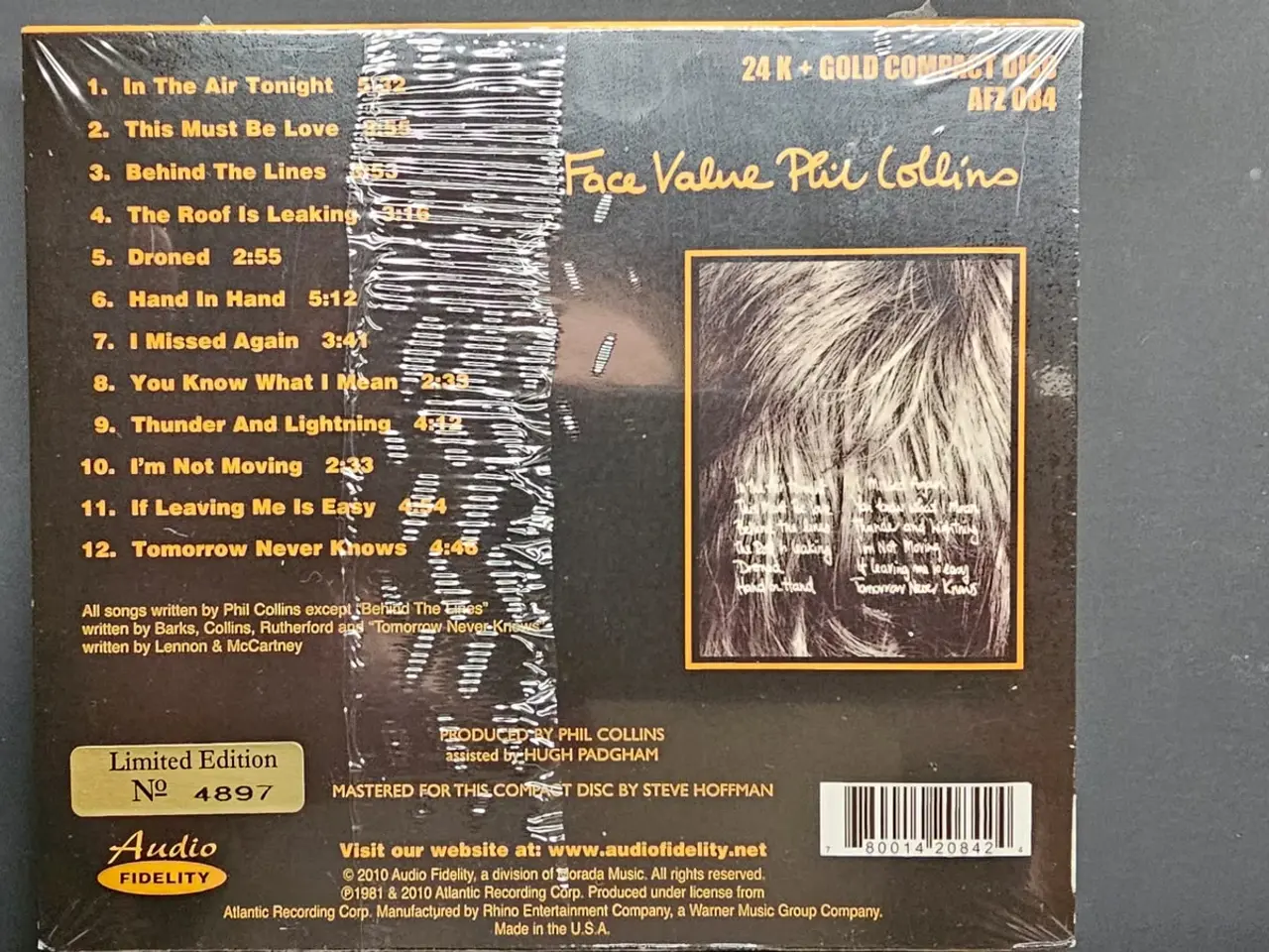 Billede 2 - Phil Collins Face Value 24k Gold CD #4897 