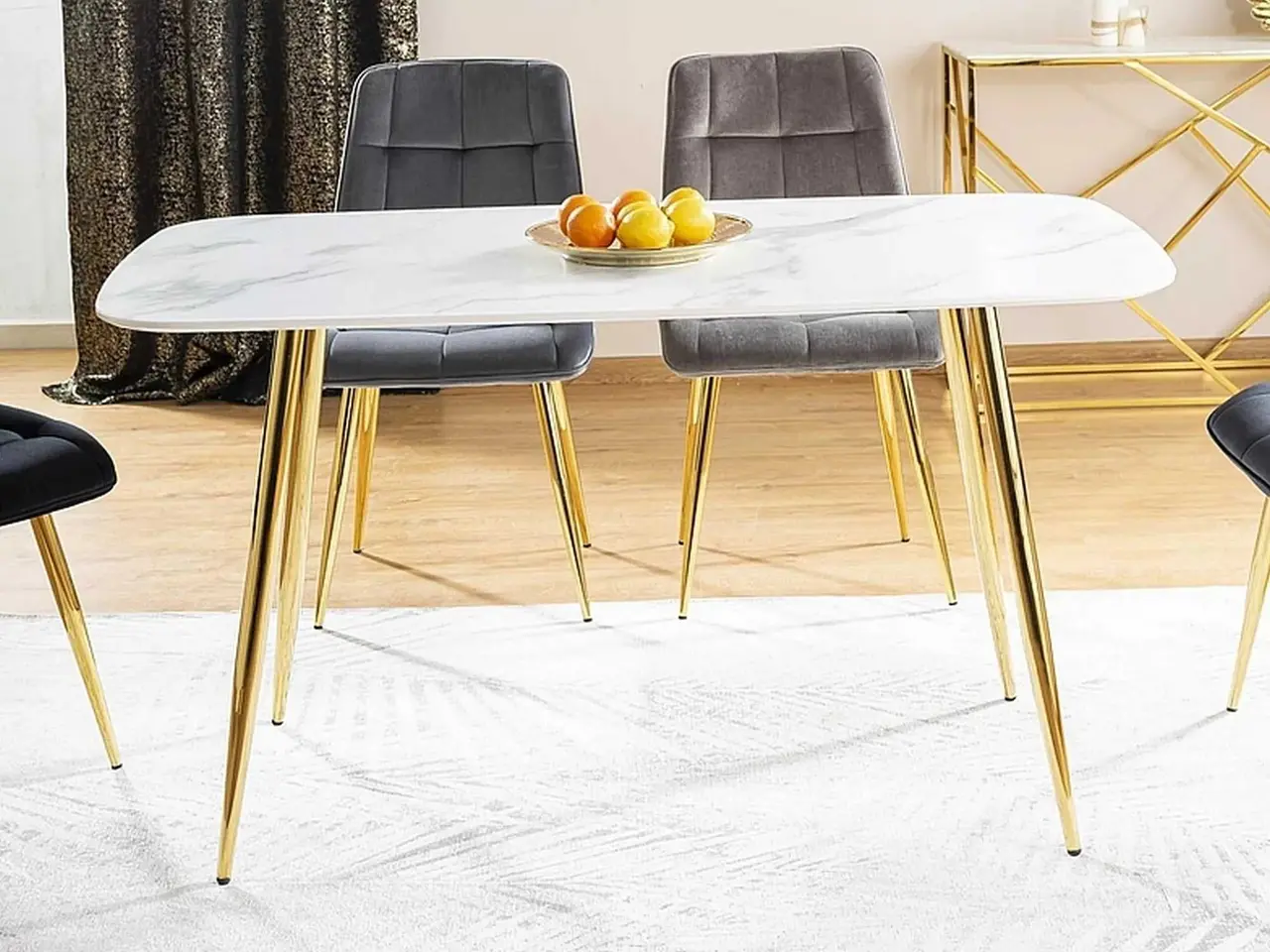 Billede 2 - CERES marmor spisebord med guldben