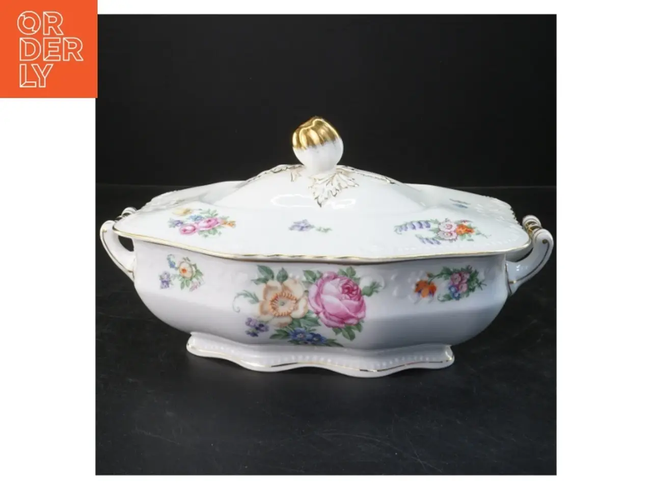 Billede 1 - Porcelæn serveringsskål med låg (str. 27x17x8 cm)