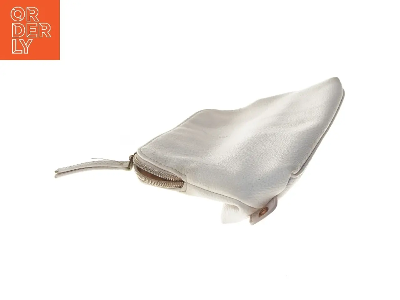 Billede 3 - Hvid læder taske med lynlås (str. 26x16 cm)