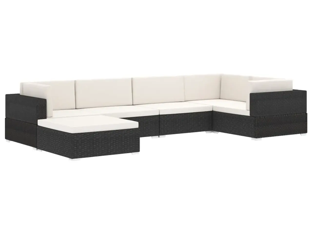 Billede 10 - Fodskammel med hynde i polyrattan - sort, 70 × 70 cm