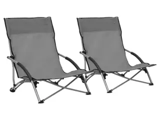 Foldbare strandstole - 2 stk. i grå oxfordstof