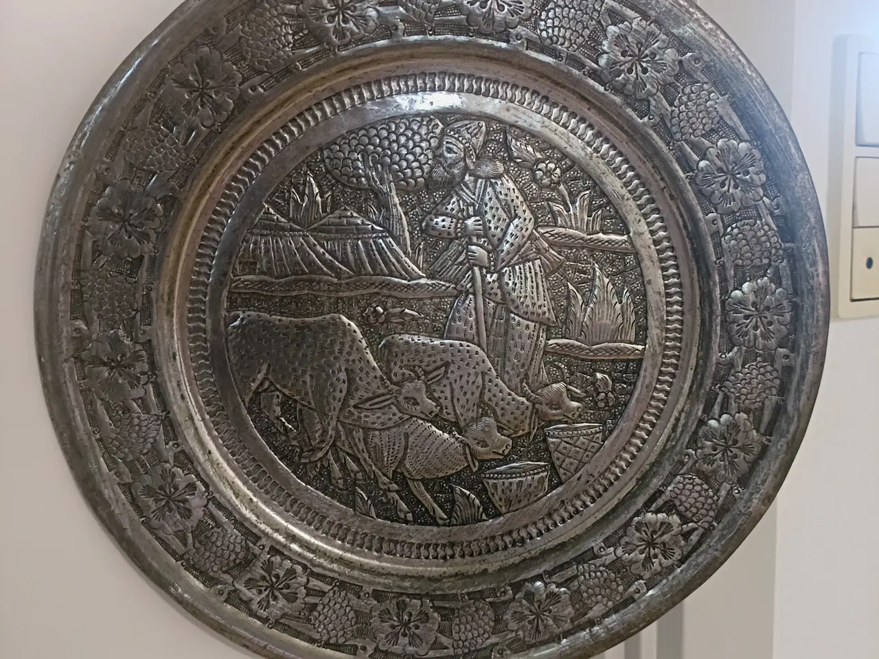Billede 2 - Sølvbelagt Platter, Persiske, Antik, hånd indgrave