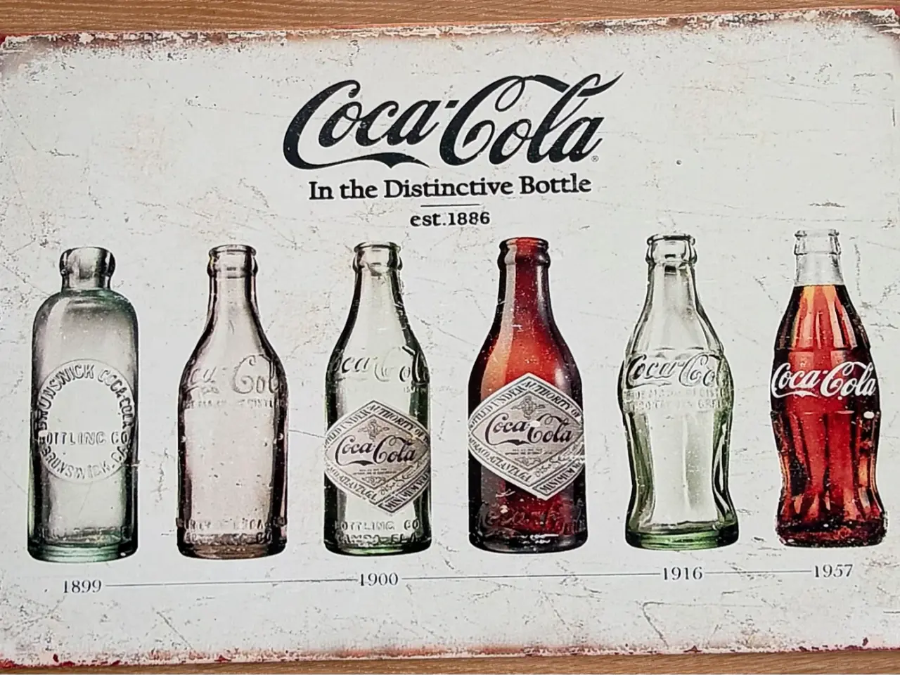 Billede 2 - Coca-Cola retro skilt, flaskernes evolution