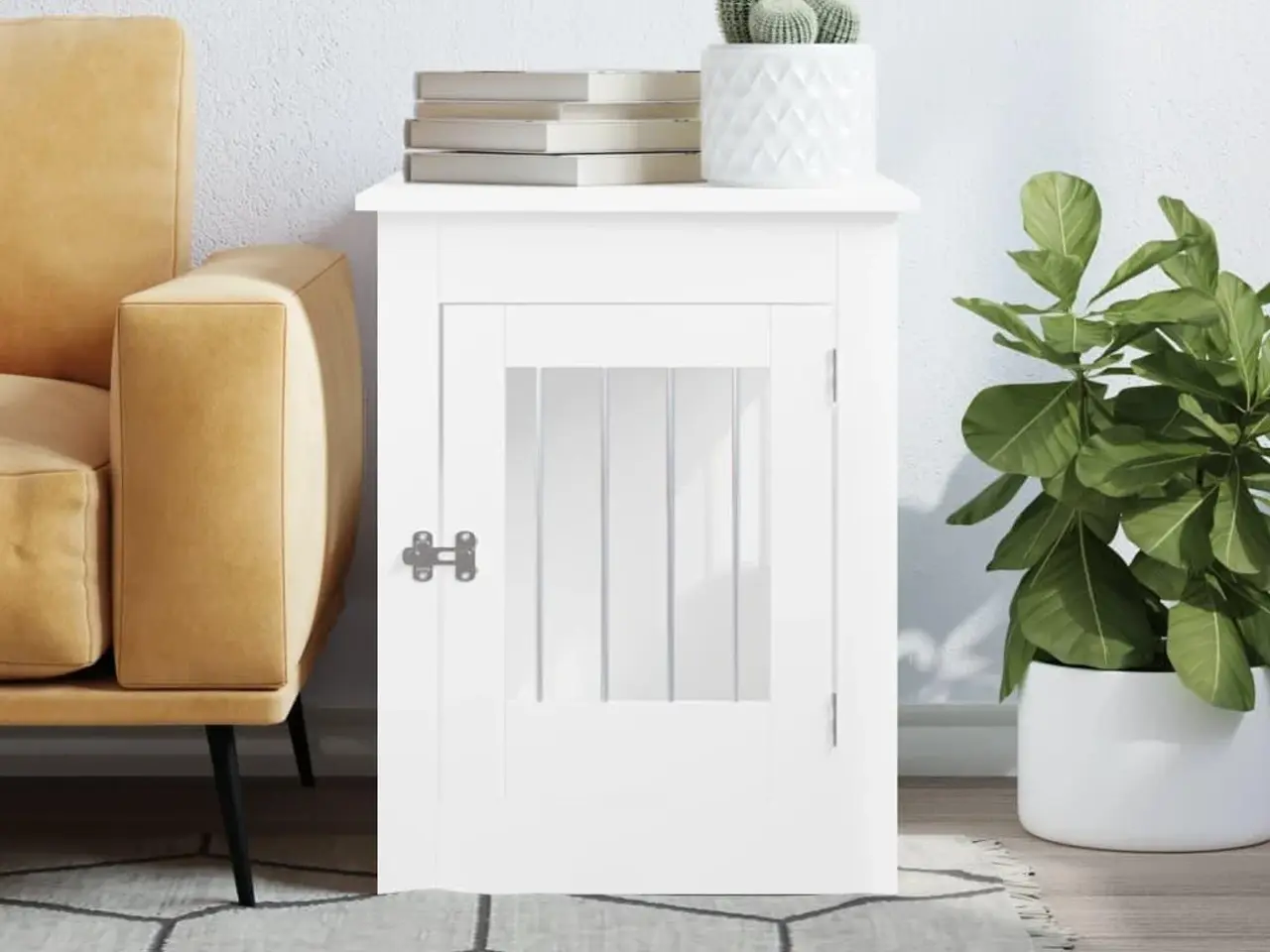 Billede 3 - Hundebur/endebord 55×80×68 cm i konstrueret træ - hvid