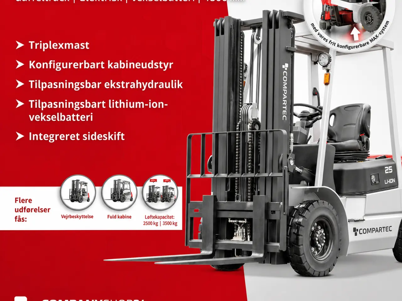 Billede 6 - Elektrisk gaffeltruck CSX25 - 2500 kg, 4800 mm løftehøjde, Lithium-ion-batteri