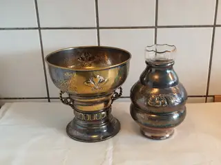 Vase og opsats sølvplet