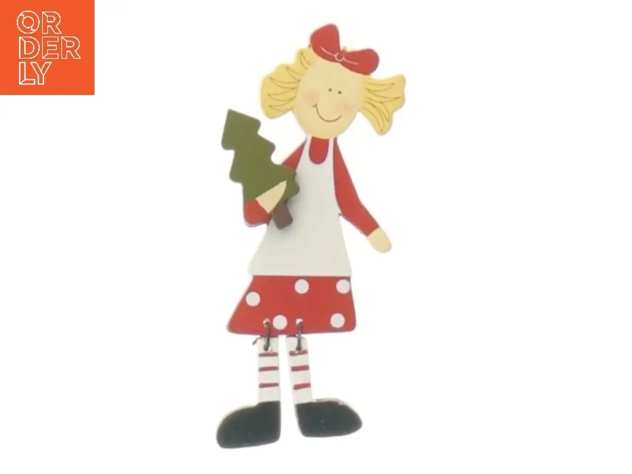 Billede 1 - Dekorationsfigur af pige med juletræ (str. 9 cm)