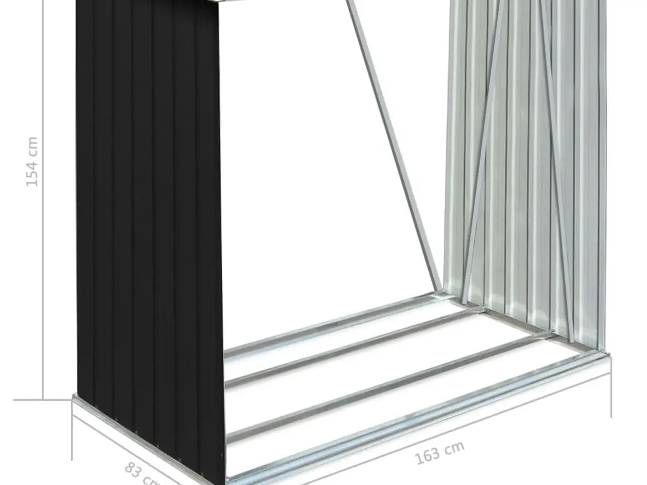 Billede 7 - Brændeskur til haven 163×83×154 cm - galvaniseret stål, antracitgrå