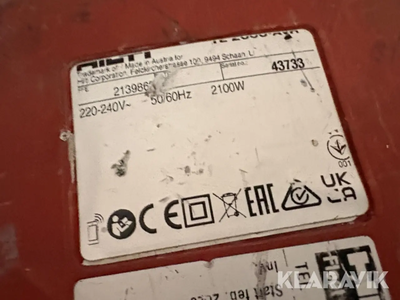 Billede 9 - Mejselshammer Hilti TE 2000-AVR på vogn
