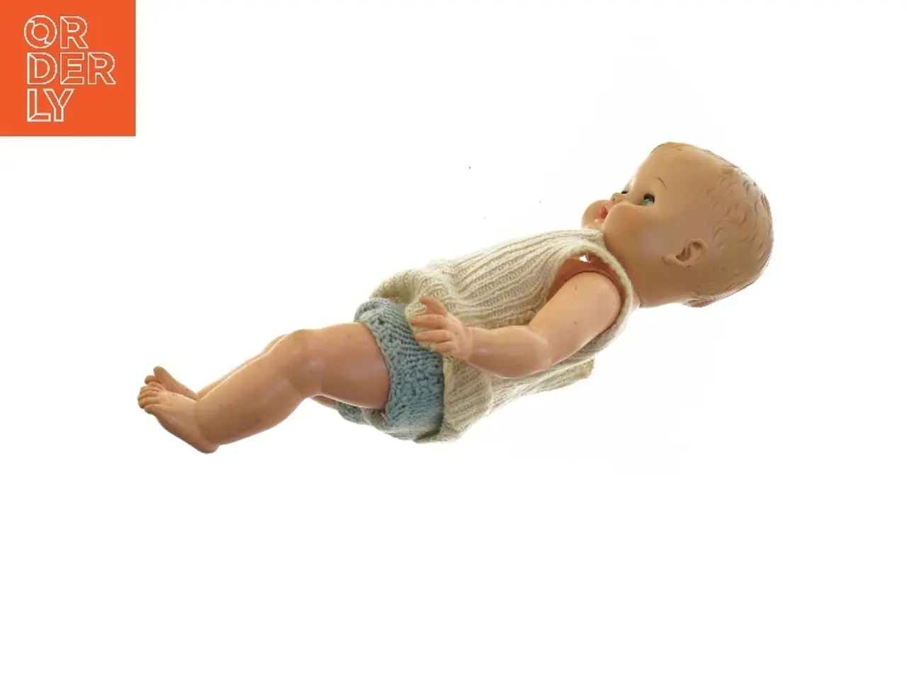 Billede 4 - Vintage dukke med strikbeklædning (str. 33 cm)
