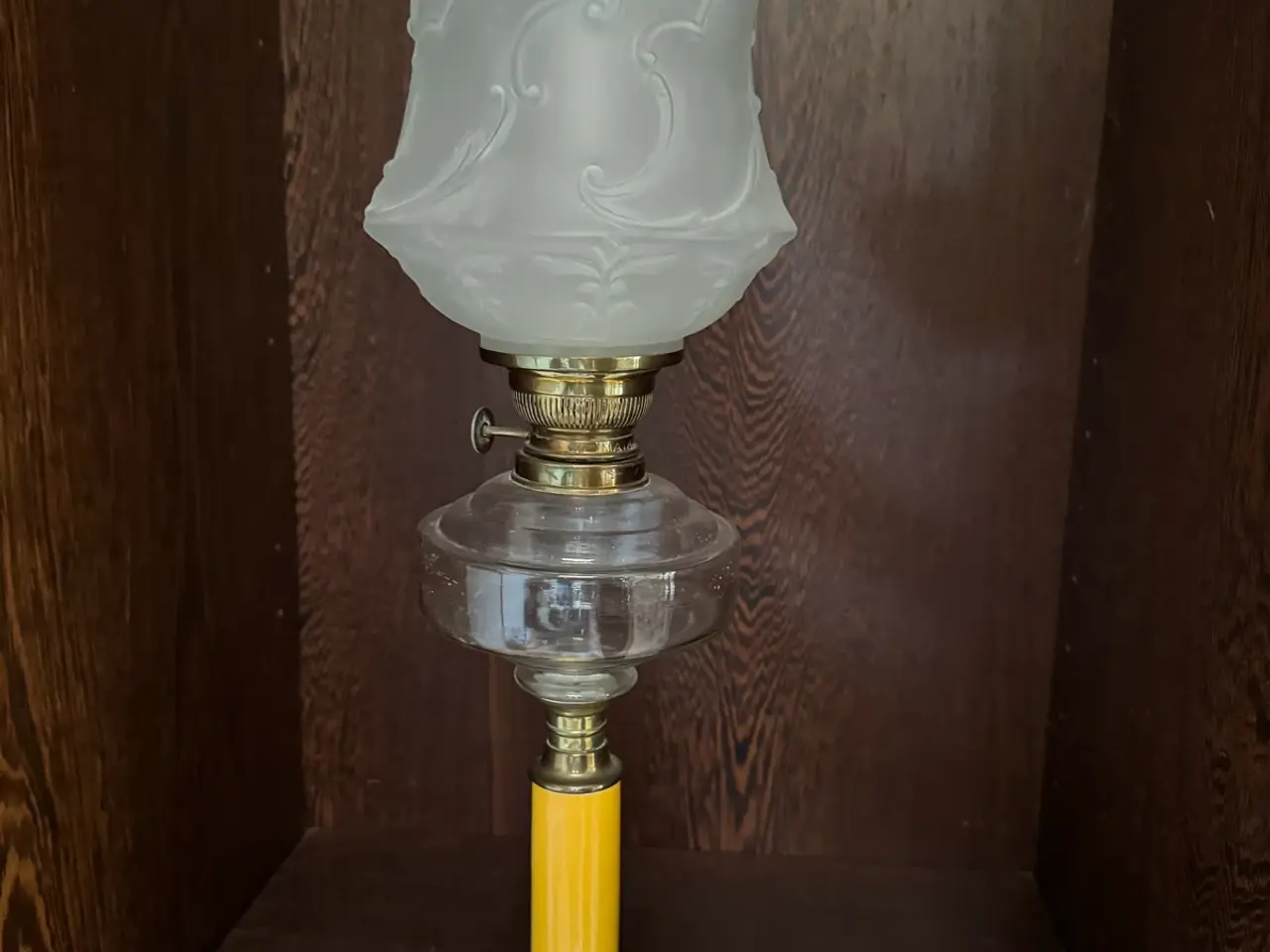 Billede 2 - Kosmos messing petroleumslampe med matteret glas s