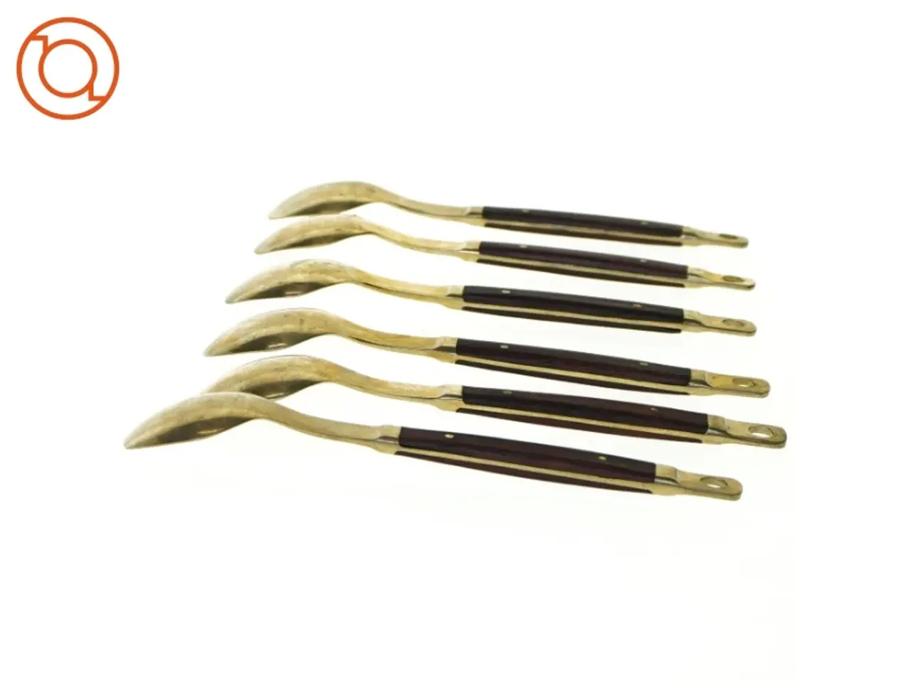 Billede 2 - 6 stk. Retro Teskeer Messing & Palisander Fi3126 (str. 15 x 3 cm)