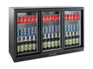 Backbar / barkøleskab 330 liter – med 3 skydedøre