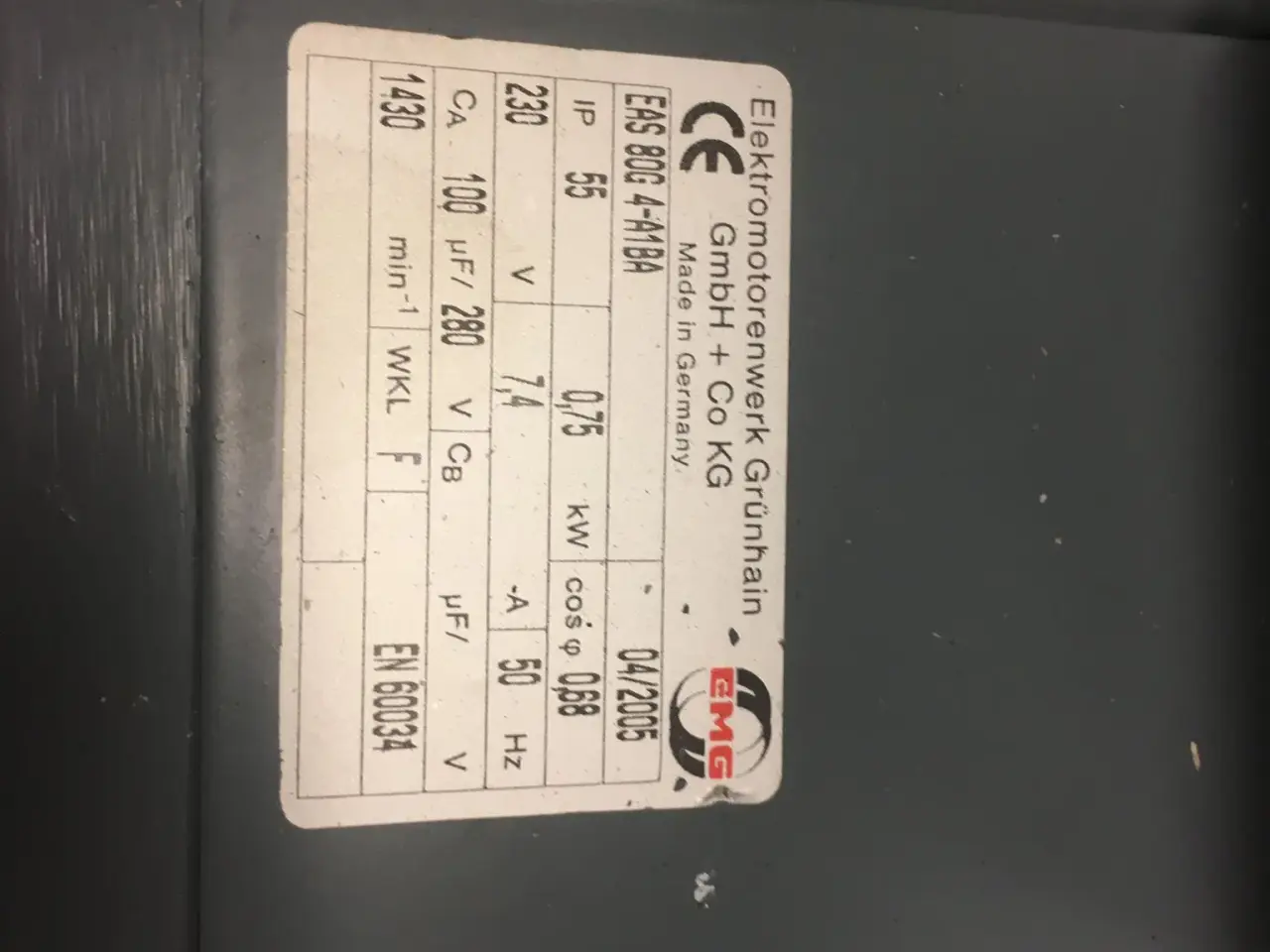 Billede 2 - 0,75 kW 1-faset motor